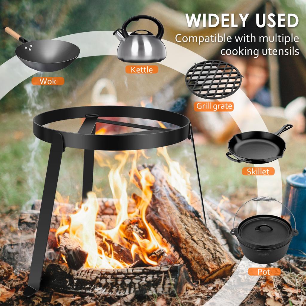 Camping Tripod Stand for Cooking Open Campfire Tripod for Dutch Oven Pot Rustproof Fire Pit Stand Outdoor Travel Camping Tools