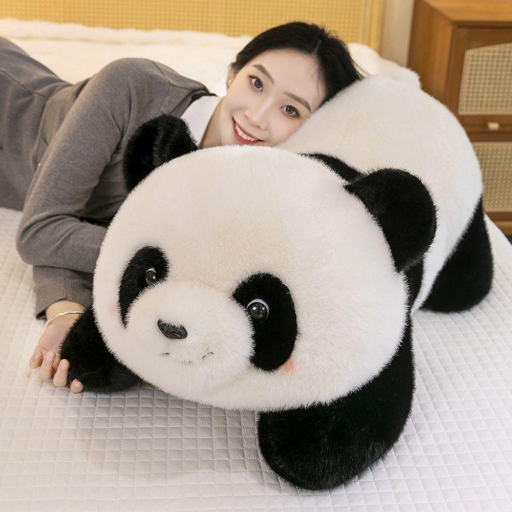 Crouching Posture Panda Stuffed Doll Fluffy Soft Panda Plush Doll Funny Panda Plush Toys  Children