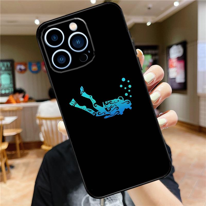 Scuba Diver Diving Case For iPhone 18 16 15 11 12 13 14 Pro Max XS XR X 7 8 Plus 12 13 Mini Soft Cover