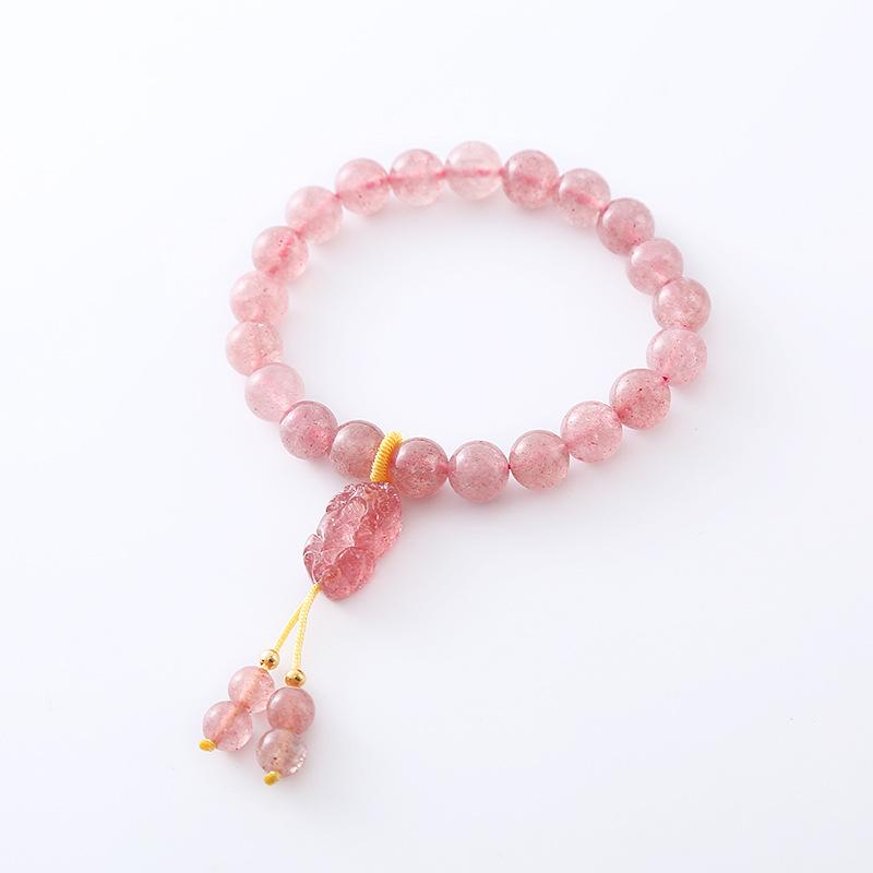 Natural strawberry crystal bracelet pink retro bracelet. Bangles Women Fashion Jewelry accessories Gift