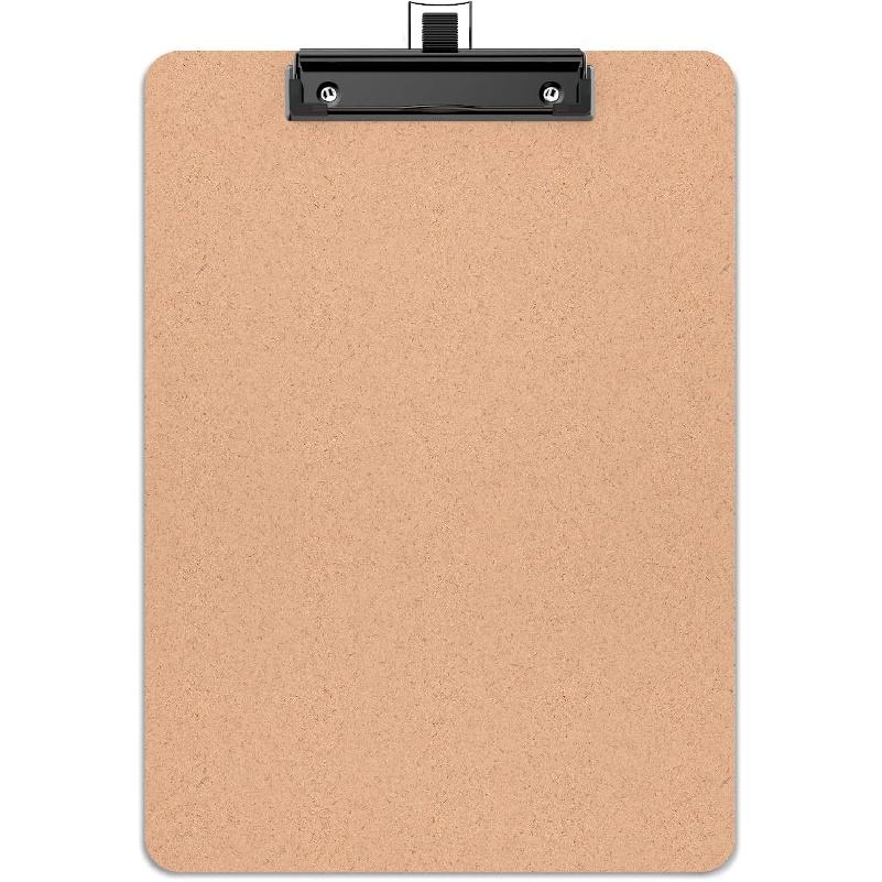 2 Pack Wood Clipboards with Pen Holder, 9 x 12.5'' Letter Size for Classroom, Students, Kid, 8.5 x 11'' Hardboard Clip Board with Low Profile Black