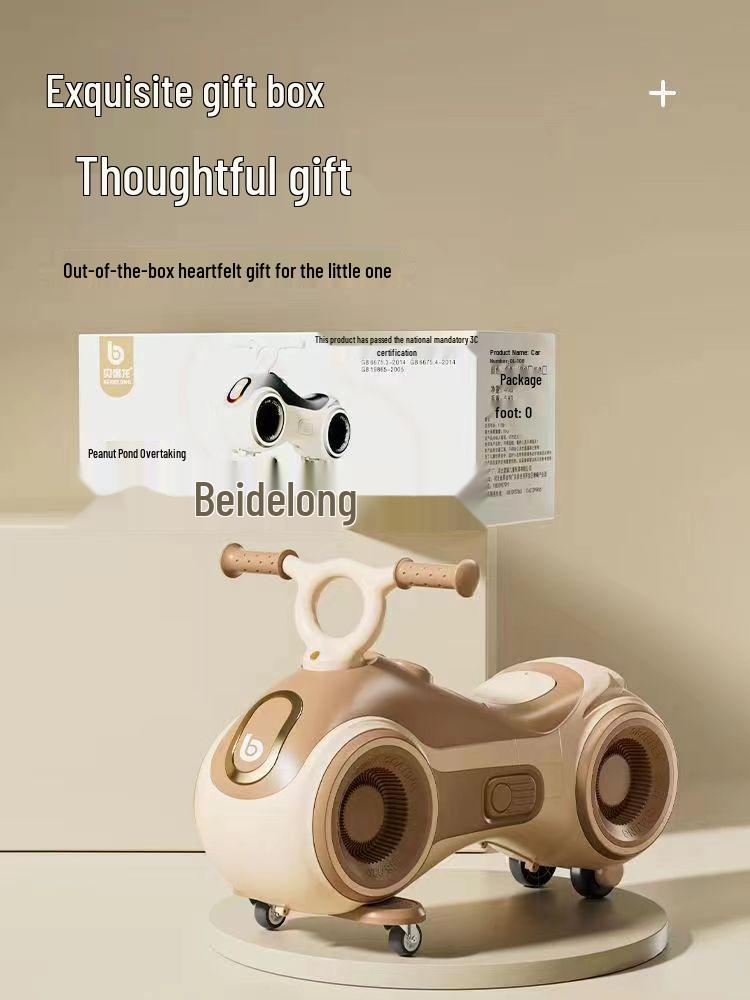 Peanut Twist Anti-Rollover Infant Glider with Silent and Universal Wheels for Boys and Girls