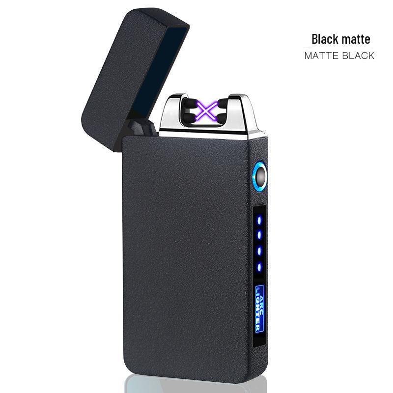 Men's Double Arc Windproof Lighter with Power Display and USB Charging