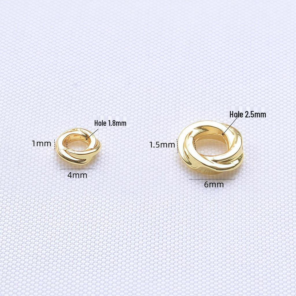 18K Gold Plated Colorfast Twisted Round Spacer Beads for DIY Jewelry and Handmade Bracelets, 4mm & 6mm.