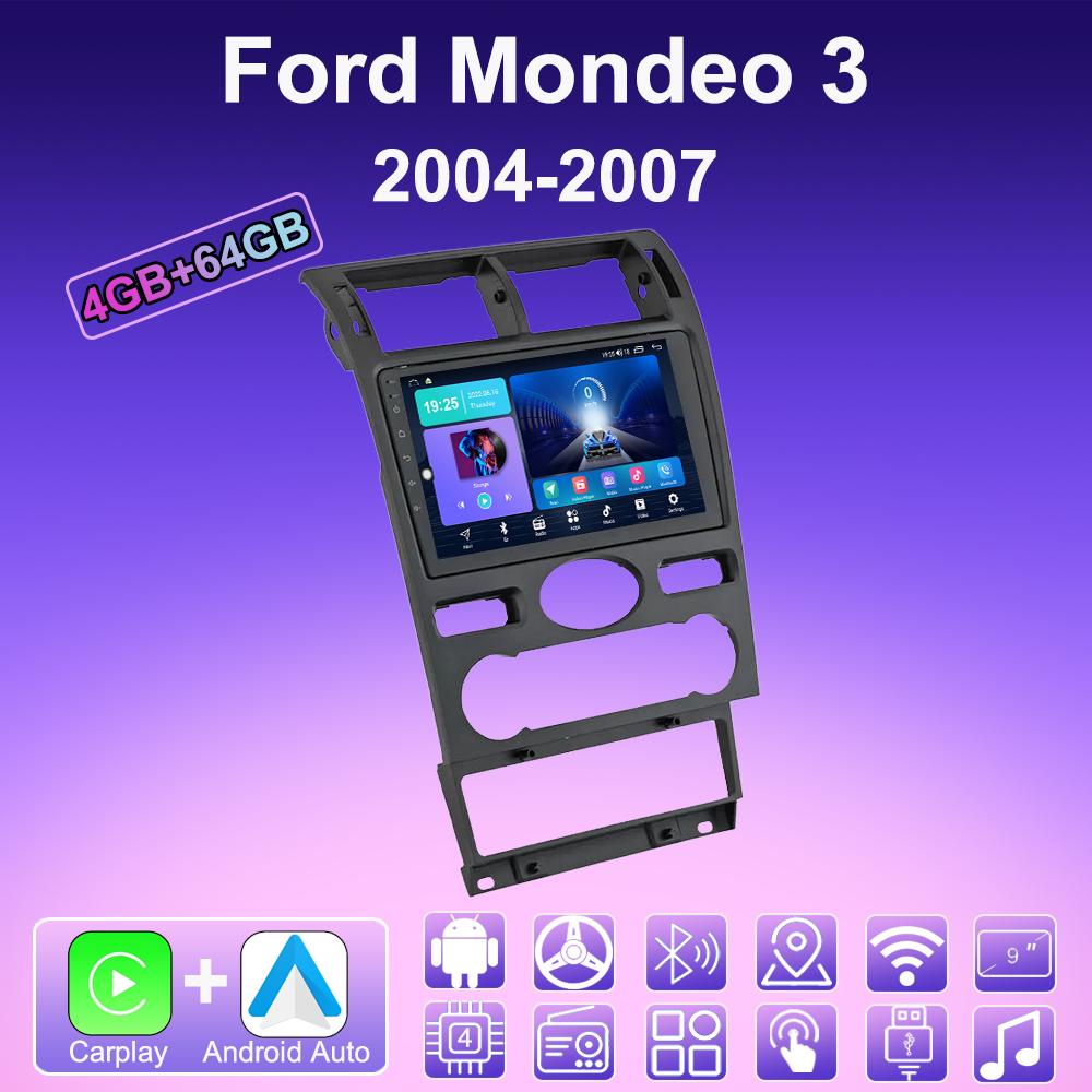 

2 DIN Android Carplay автомобильное радио для Ford Mondeo 3 2004-2007 мультимедийный проигрыватель головное устройство стерео GPS навигация BT WIFI 4+64 ГБ 4+64GB,A