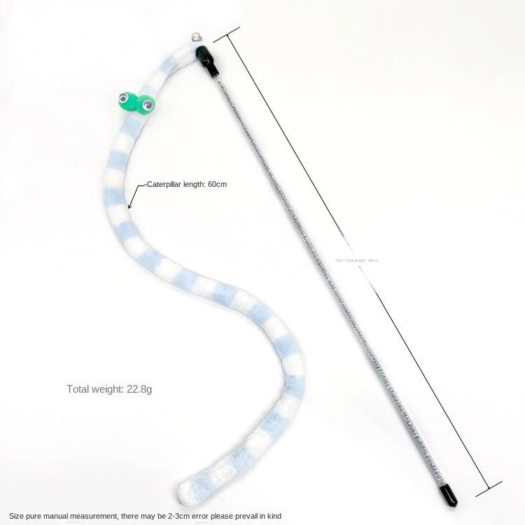 Cat Long Caterpillar Cat Amusing Stick Super Cute Big Eyes Plush with Bell Bite-resistant Plush Cat Toy