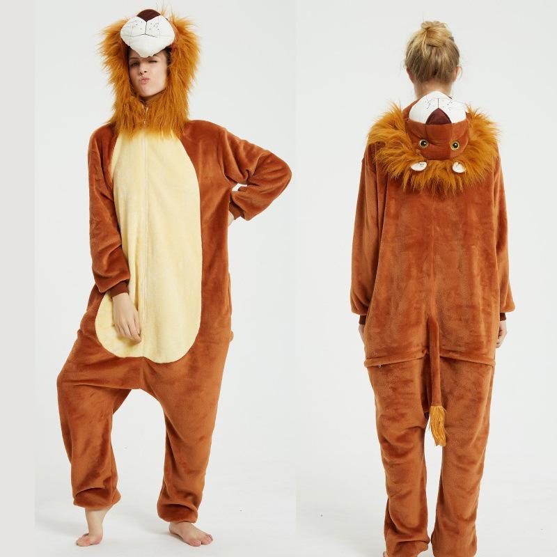 

Парный осенне-зимний теплый халат с изображением животных из мультфильмов, пижама с капюшоном, фланелевая домашняя одежда XL коричневый