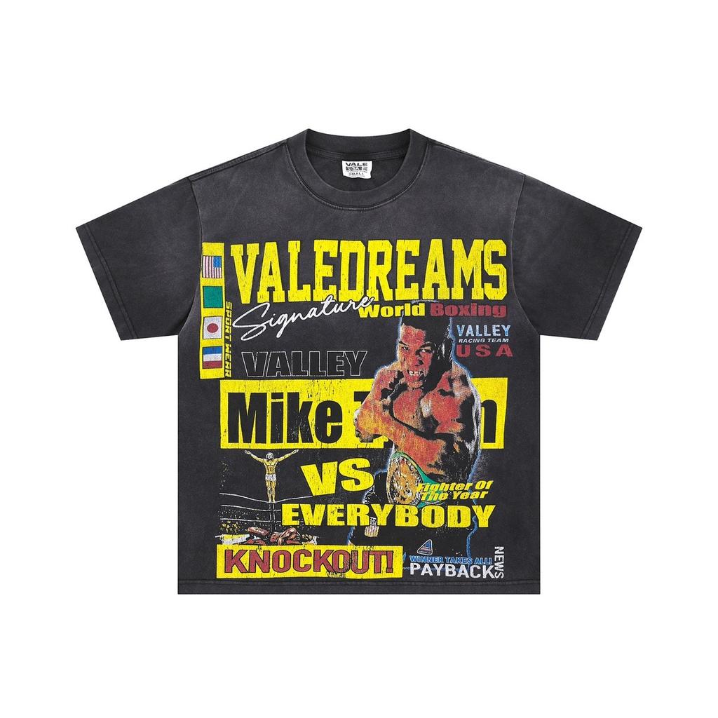 DRIPX T-shirt da uomo a maniche corte, 100% cotone, morbida, comoda e casual, vestibilità larga streetwear, modello a fantasia 'Valley Pattern 1'