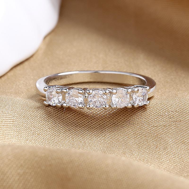 Lindon Classic Copper Alloy Zircon Ring Ladies Jewelry Wedding Promise Party Gift