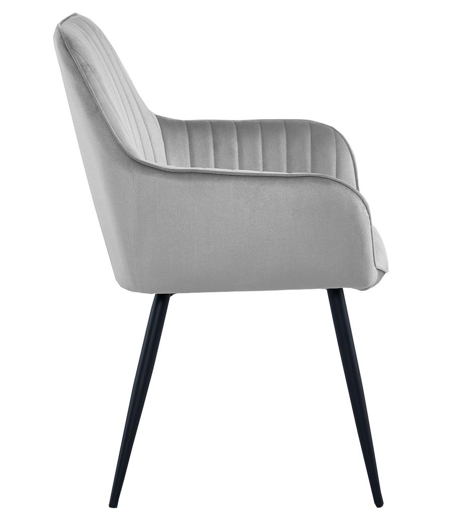 SOLDEN chair - silver-gray velvet / black legs x 1