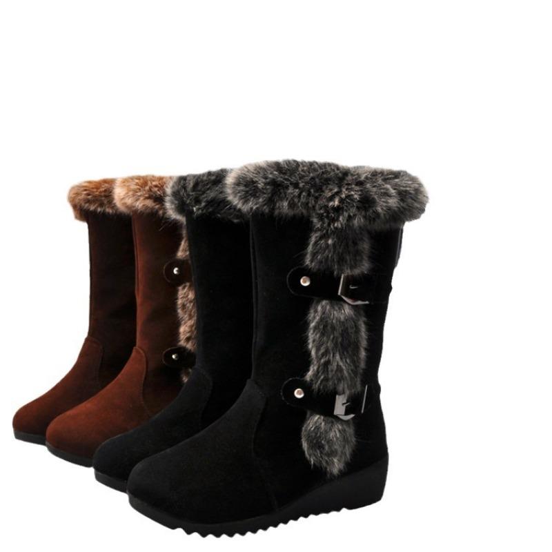 Cross-border Large-size Winter New Foreign Trade Cotton Shoes, Velvet Warm European and American Cotton Boots, Casual Snow Boots for Women