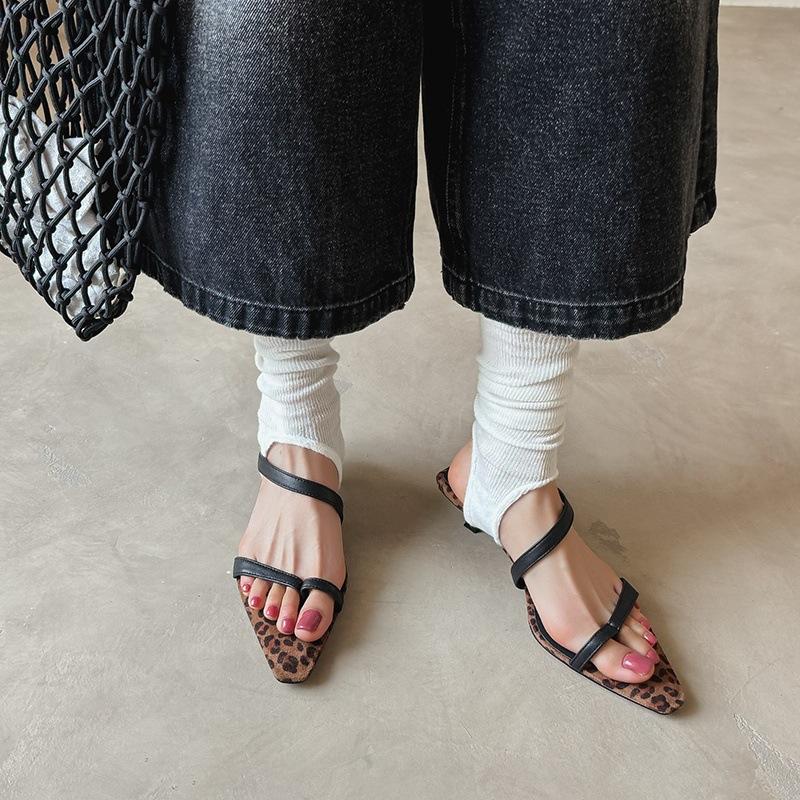 Sexy Set of Toe High Heels for Women's Spring and Summer 2025 New Niche One-word Strap Back Empty Stiletto Half-drag Sandals