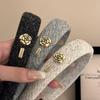 Luxurious Retro Gold Camellia Sponge Headband, Korean Fragrance Style