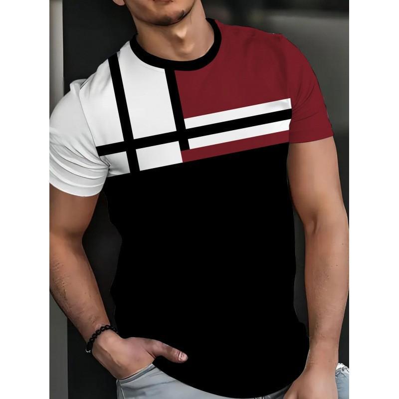 Sommer Herren Freizeit Mode Kreativ Lässig Täglich T-Shirt Locker Lässig T-Shirt 3D Digital Farbe Gedrucktes T-Shirt