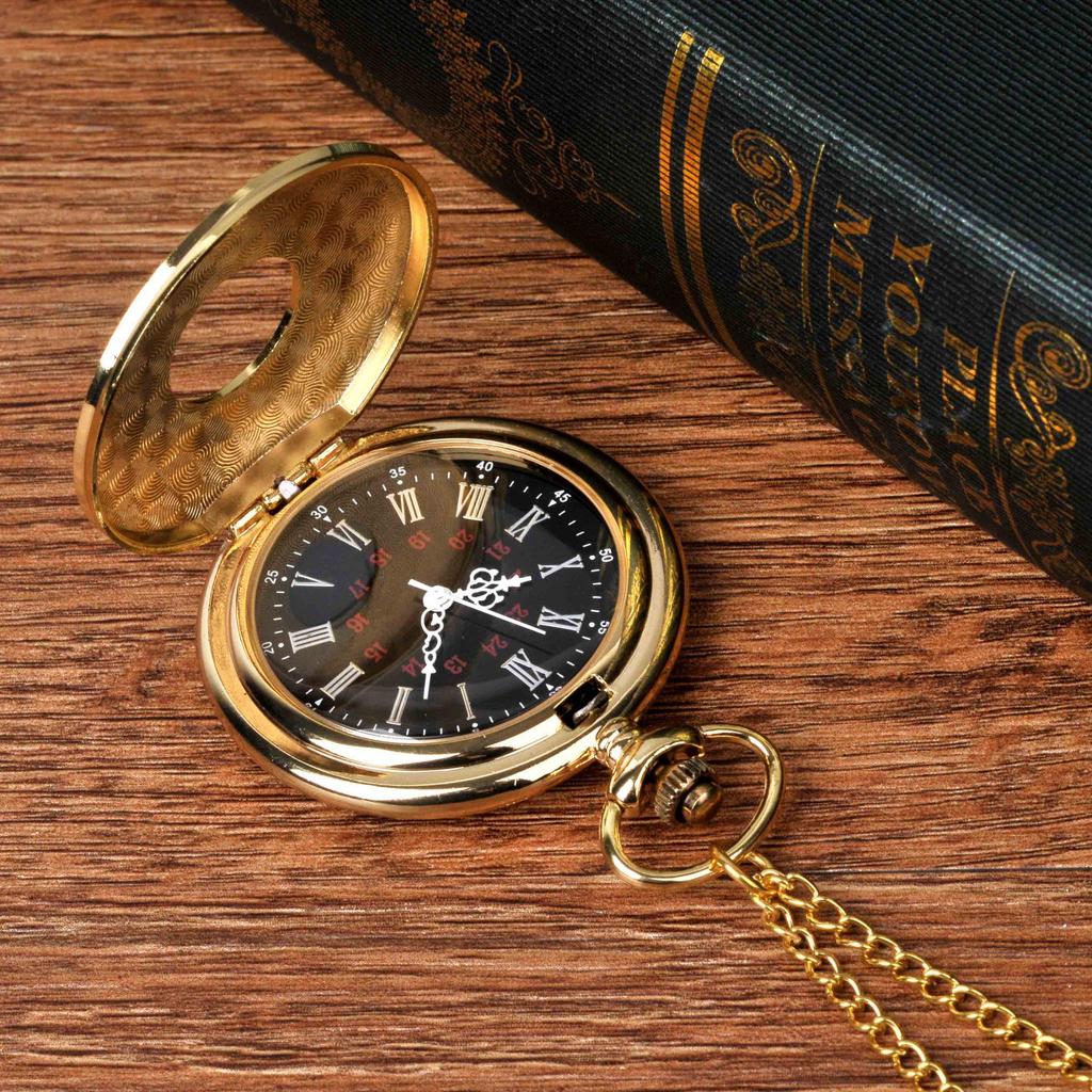Large Gold Roman Quartz Pocket Watch