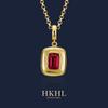Jewelry Imitation Red Sapphire Square Pendant Necklace Inlaid 9 * 11 Emerald Color Treasure Clavicle Chain Women
