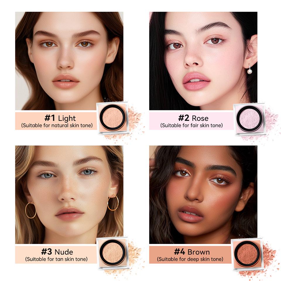 Lakerain Square Box Loose Powder: Natural Concealer, Long-Lasting, No-Smudge Makeup Setting Powder