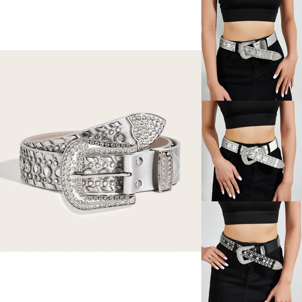 Stylish Pu Leather Belt With Alloy Needle Buckle Punk Rivet Design 3.8cm Wide For Summer 2023