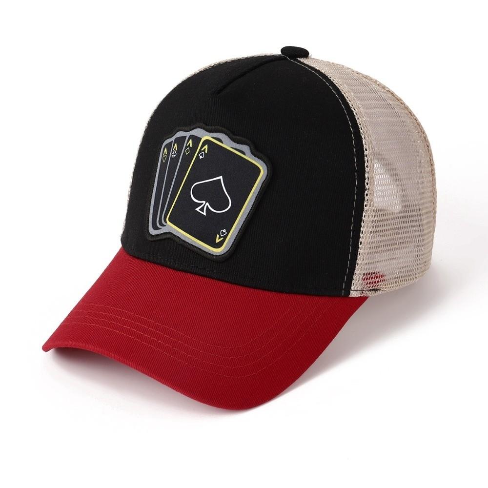 Cotton Embroidered Baseball Cap Adjustable Trucker Hat Fashionable Poker Card Hat  For Men Women