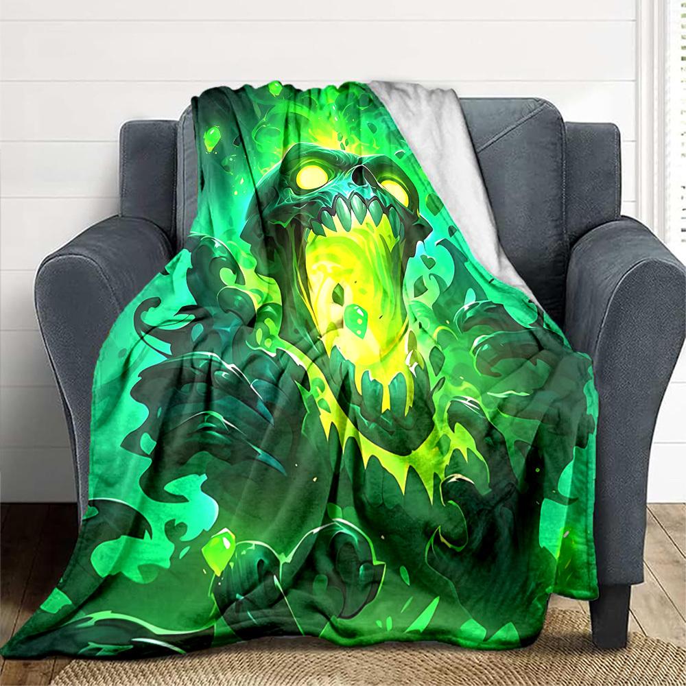 1pc Monster "Greenery" Blanket, Lightweight Flannel Throw Blanket for Sofa, Bed, Travel, Camping, Living Room, Office, Couch033