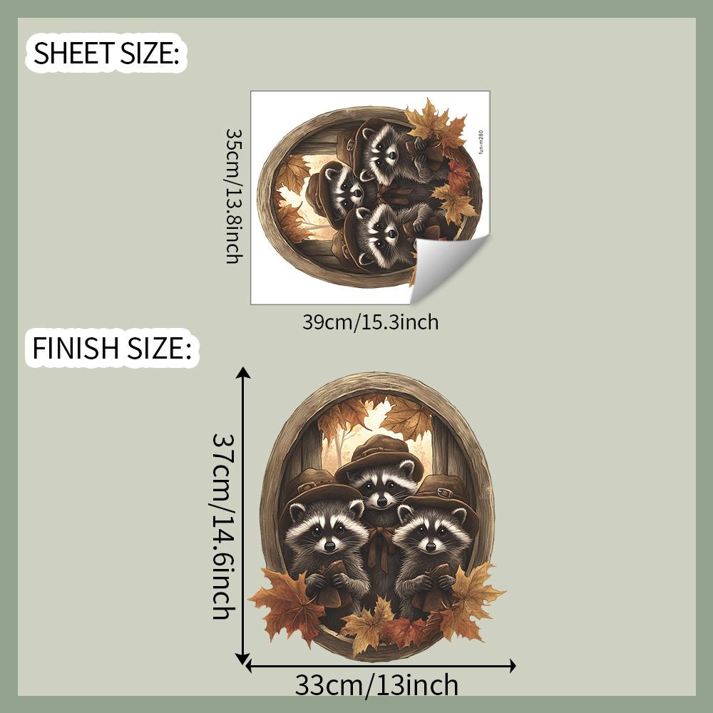 

Мультяшный енот, тыква, кленовый лист, наклейки для ванной, туалета и украшения дома 35*39CM/fun-m280