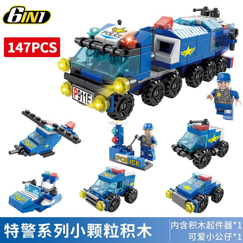 Granular Assembling Street View Building Block Children'S Educational Toys Diy Assembling Building Block Car Boys And Girls Military Building Block