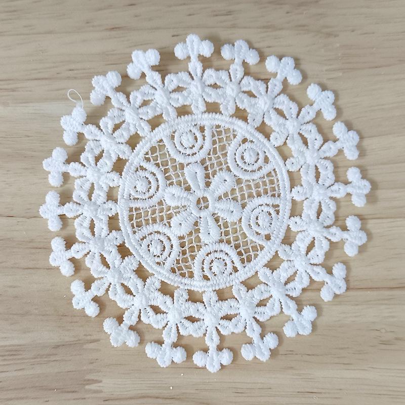 White Vintage Water-soluble Lace Small Coaster Cloth Sticker Clothes Decoration Patch Sticker DIY Hollow Embroidery Fabric Patch Accessories