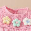 0-18M Neugeborenes Baby Mädchen Outfits Niedliche 3D Strick Blumen Sommerkleidung Säugling Fliegenärmel Bubble Strampler Stirnband Kleidung