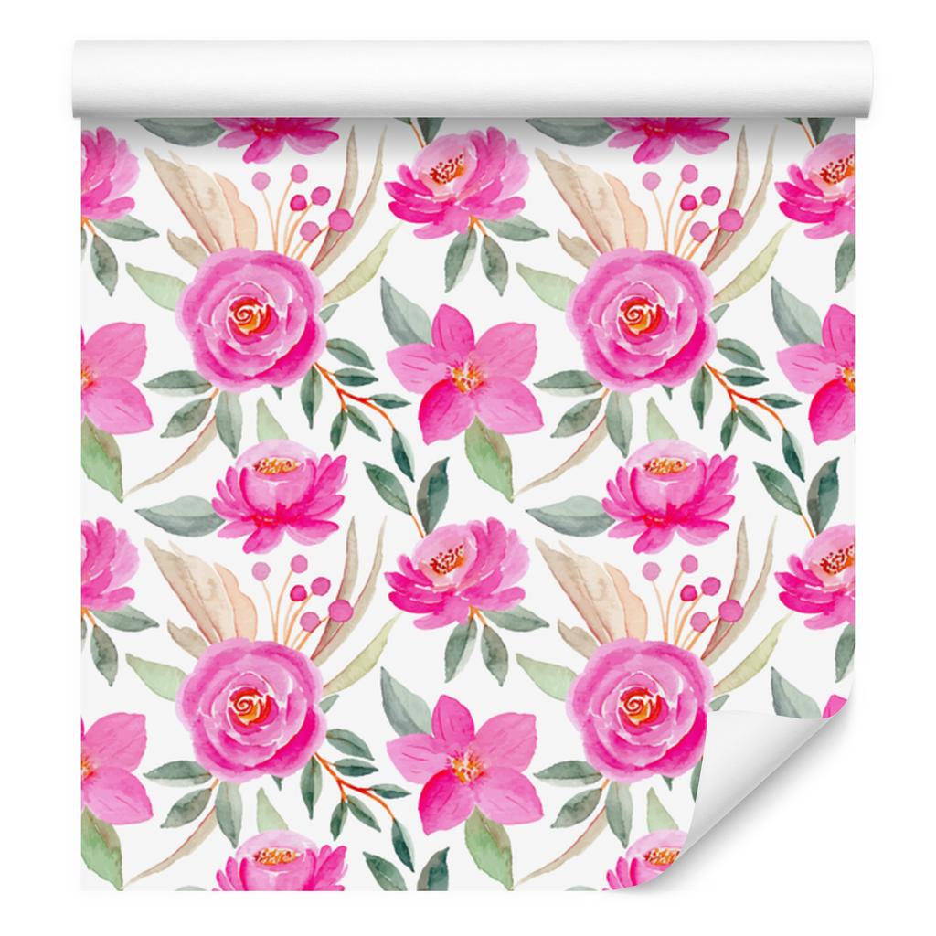 Wallpaper Flowers powder pink, white and light gray 50x1000