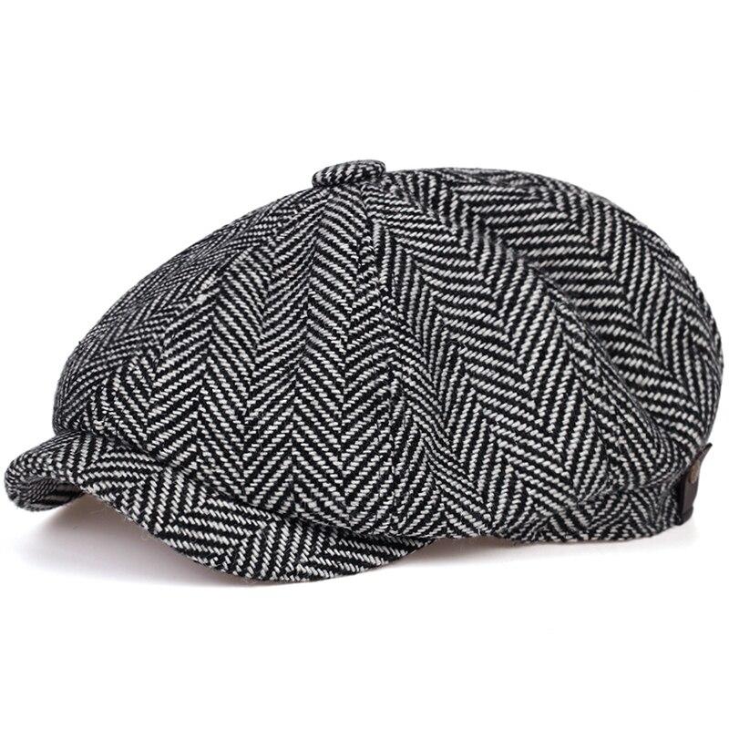 Retro Newsboy Caps Men British Painters Hats Autumn Winter Berets Herringbone Flat Cap Hip Hop Berets