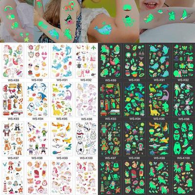 2 pezzi adesivi per tatuaggi luminosi bambini bambini tatuaggi temporanei finti pasta luminosa sul viso braccio gamba per bambini body art adesivo sirena