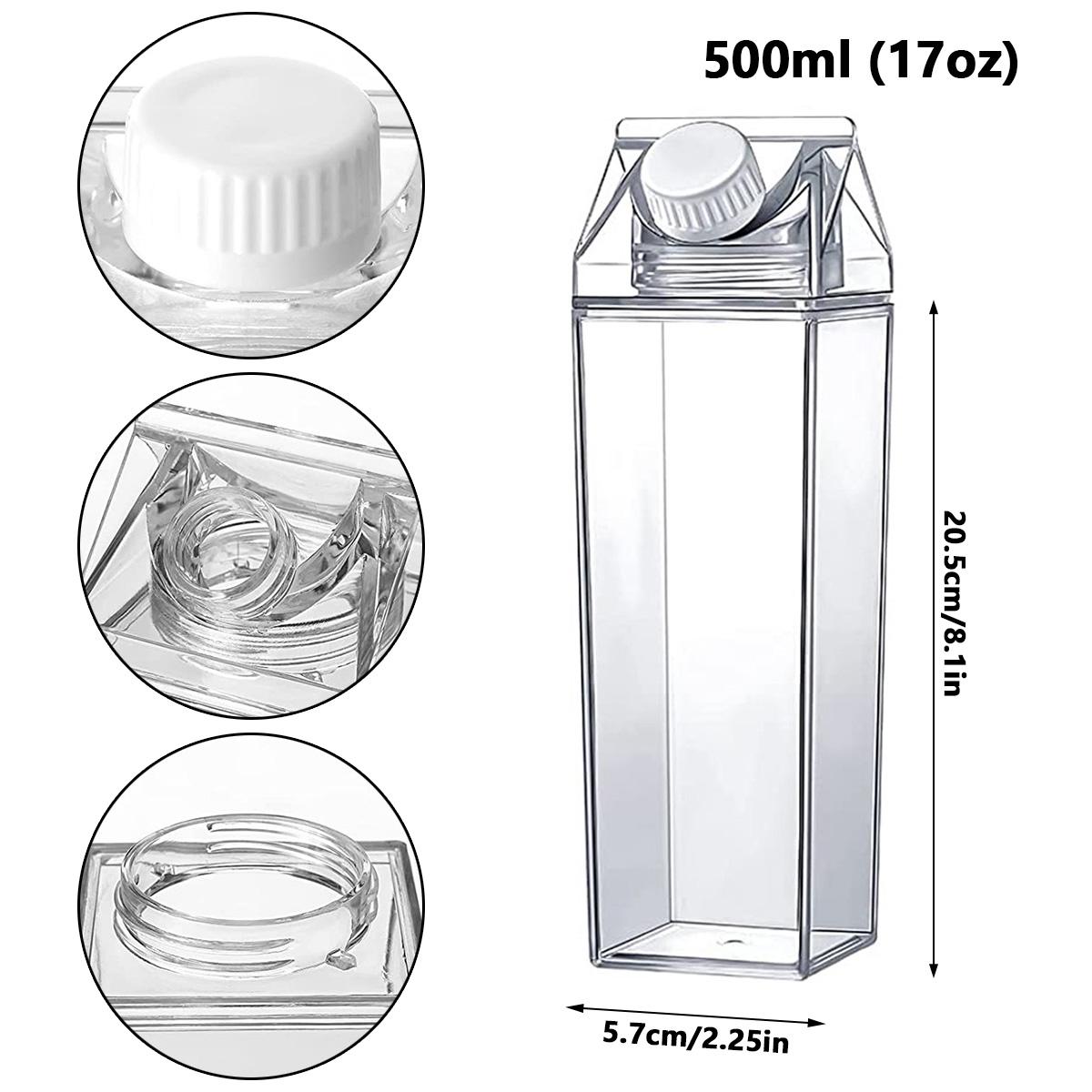 

500/1000Ml Clear Milk Carton Water Bottle Leak-proof Milk Box Water Bottle Portable Reusable Milk Bottles Water Juice Container