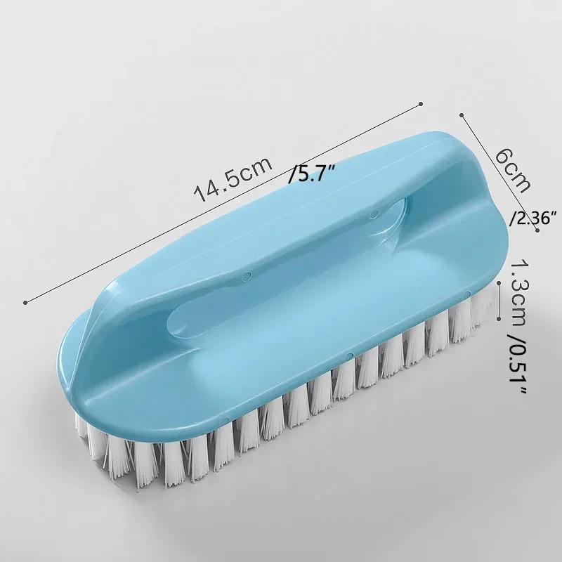 1PC Stiff Bristle Shoe Wash Plastic Brush Multi-functional Household Hand-held Cleaning Brush Laundry Bathroom Brush синий