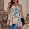 Modische lässige Sport-Doppelring-Weste für Damen, Große Tank-Weste mit Marmorader-Druckmustern, Unregelmäßiger Saum, Elegant und Schlicht