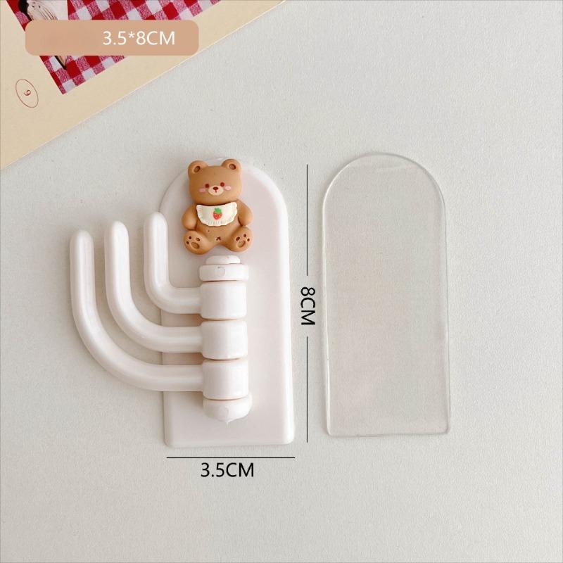 Cute Cartoon 3-in-1 Rotatable Hook Girls Dormitory Bedroom Wall Organizer Combination Hook Mask Key Hat Storage Bathroom Hanging