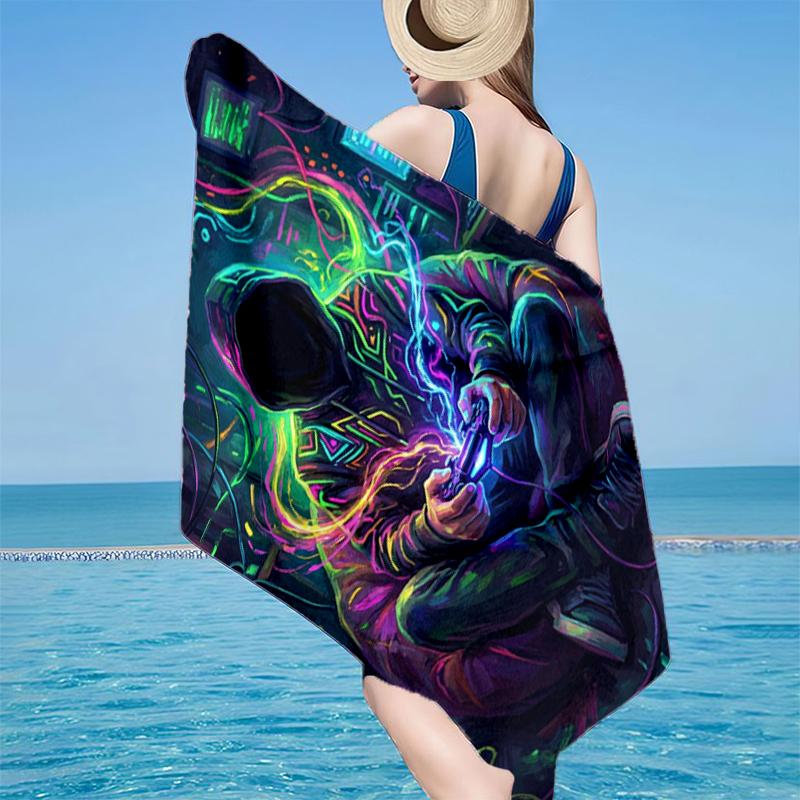 Cyberpunk Neon Gaming Beach Towel, Super Soft Microfiber, Gift for Her/Him, Birthday, for Pool, Beach, Travel, Home Decor Fan gifts