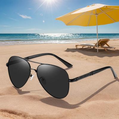 Neue Sonnenbrille für Herren, Metall-Tintenrahmen, blau verspiegelt, Retro-Brille mit großem Rahmen, nicht polarisiertes Modeaccessoire für Damen