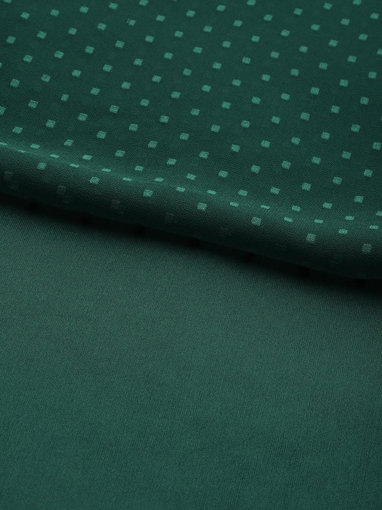 Women Green Self Design A-Line Dress with Belt