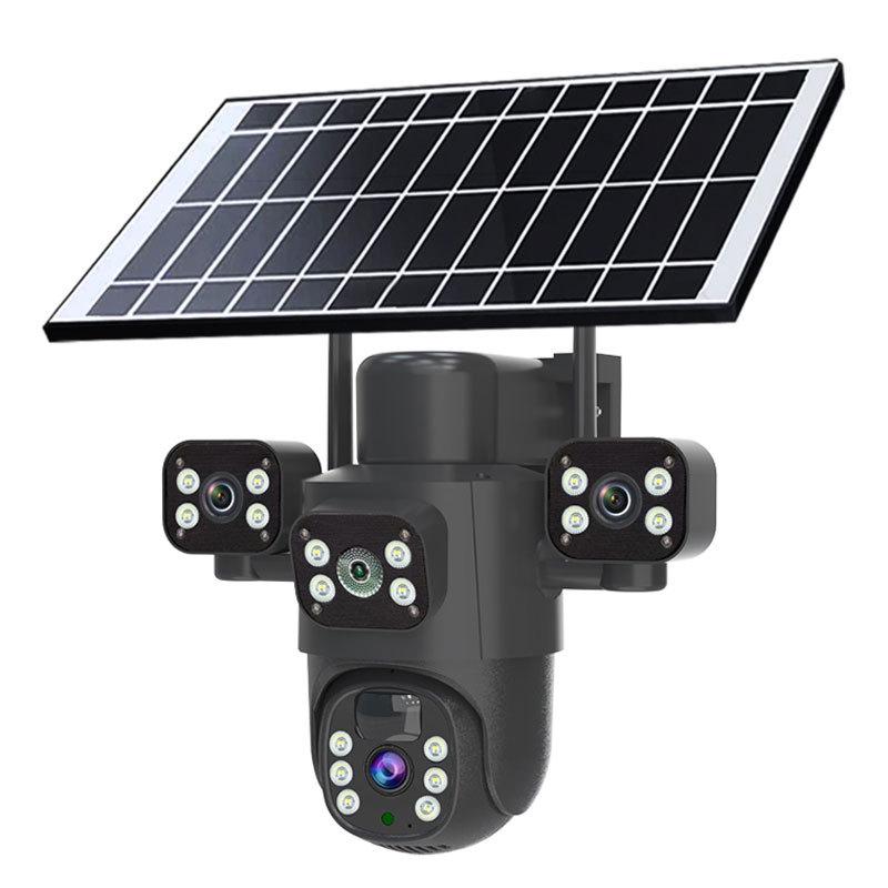 4G Solar-Powered Outdoor Wireless Camera, Ultra HD 6MP with Triple Lens