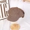 Sweet and cute long-eared rabbit beret children's retro plaid octagonal hat spring and summer versatile painter newsboy hat
