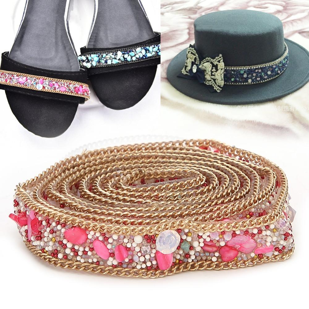 1pcs 1 Yard Rhinestone Chain 0.6 Inch Beaded Trim Shiny Rhinestone Ribbon For DIY Crafts