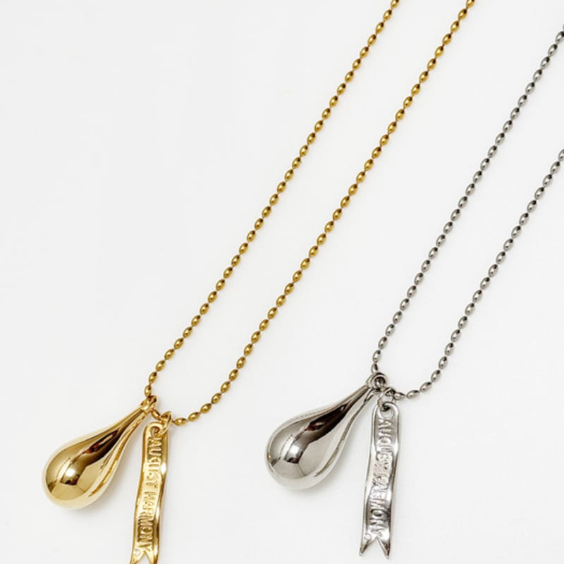 August Harmony Water Drop Oval Chain Necklace / 2color
