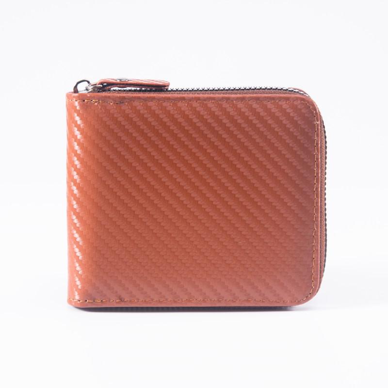 

2024 Men s Carbon Fiber Wallet: Large Capacity Zipper Card Holder with Chain светло-коричневого