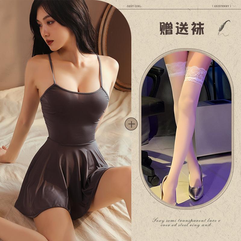 Sexy Perspective Sex Nightgown Cute Little Woman Pure Desire Suspender Pajamas Backless Temptation Sex Pajamas Super Large Size