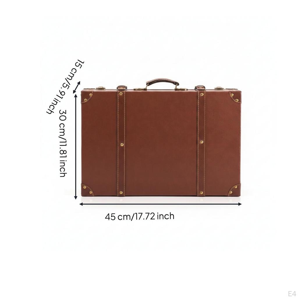 Vintage Trunk-Shaped Storage Box Leather-Like Finish Suitcase-Style