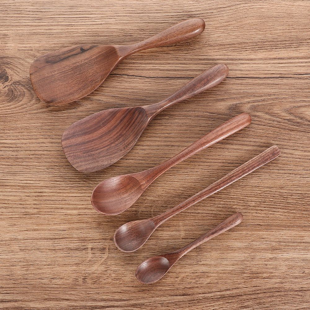 Black Walnut Large Coffee Stir Dessert Long Scoop Soup Spoons Kitchen Supplies Tableware Rice Scoop