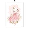 Kawaii Fawn Bunny Fox Princess Crown Wall Art Canvas Painting Posters and Prints Nordic Children's Room Decoration Pictures