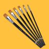 JOWOART 6 Pcs Artist Supply Long Birch Rod Nylon Hair Flat Head Paint Brush Gouache Watercolor Acrylic Painting Brush Set Art Supplies