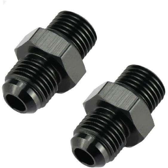 Ucreative 8AN Flare To 6AN ORB Male Fuel Rail Adapter Fitting Black 2Pcs