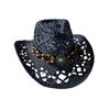 Straw Weave Sombrero Hat Hollow Out Western Cowboy Hats Bohemian Straw Hat  for Outdoor Holiday